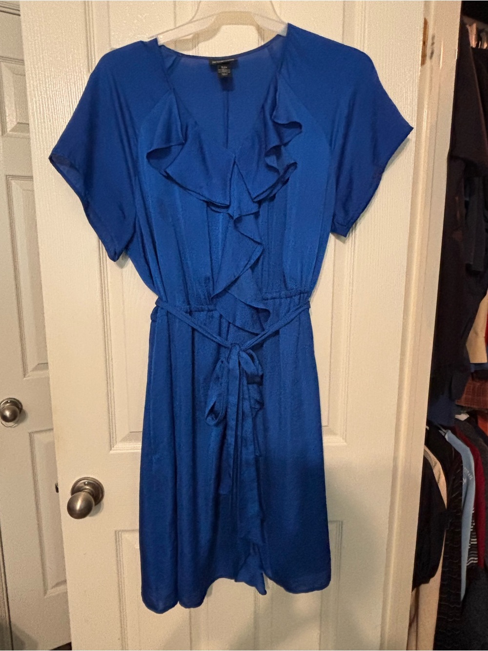 Lane Bryant Royal Blue Ruffle Front Midi Dress